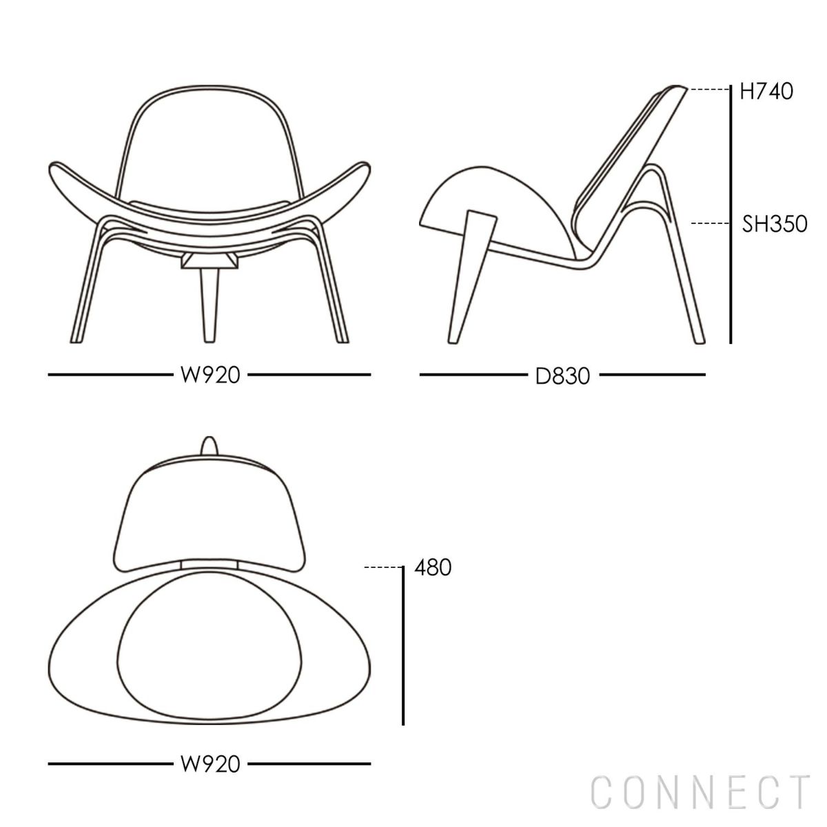 CARL HANSEN & SON（カール・ハンセン＆サン） / CH07 SHELL CHAIR（シェルチェア） / ウォルナット材・オイル仕上げ / ライトブラウンレザー（Thor307）
