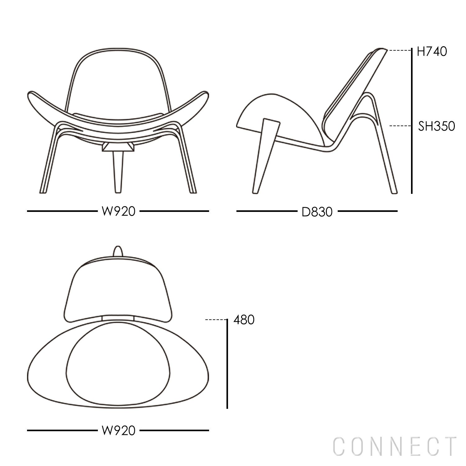 CARL HANSEN & SON（カール・ハンセン＆サン） / CH07 SHELL CHAIR（シェルチェア） / オーク材・オイル仕上げ / ライトブラウンレザー（Thor307）