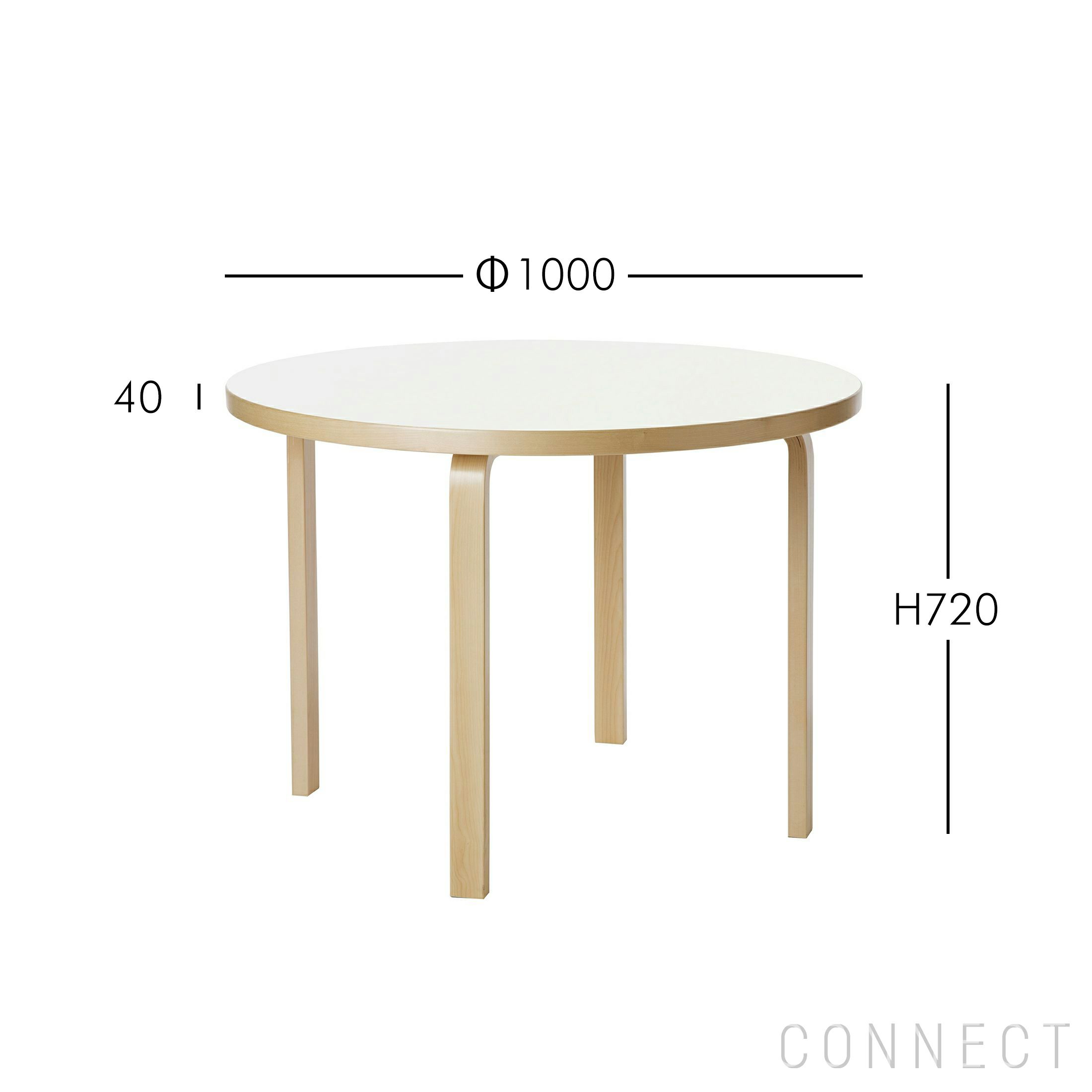 Artek（アルテック） / TABLE 90A / バーチ材 / 天板・ホワイトラミネート / ラウンドテーブル / φ100cm