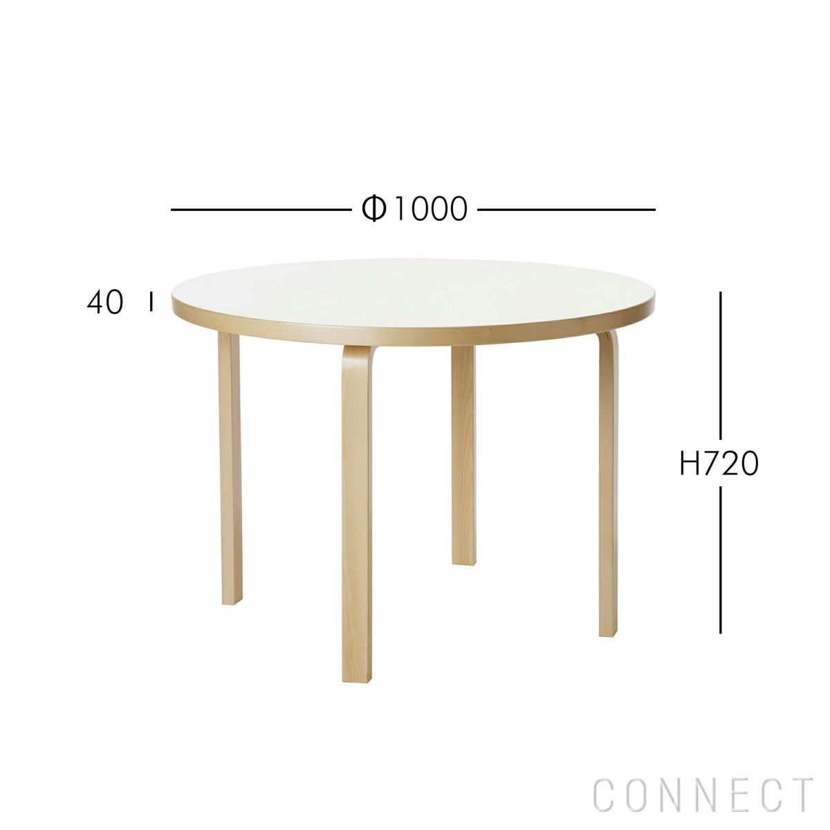 Artek（アルテック） / TABLE 90A / バーチ材 / 天板・ホワイトラミネート / ラウンドテーブル / φ100cm