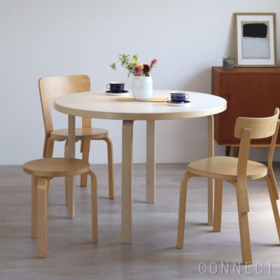 レビュー投稿でトートバッグプレゼント】Artek（アルテック） / TABLE 90A / バーチ材 / 天板・ホワイトラミネート / ラウンドテーブル  / φ100cm | CONNECT