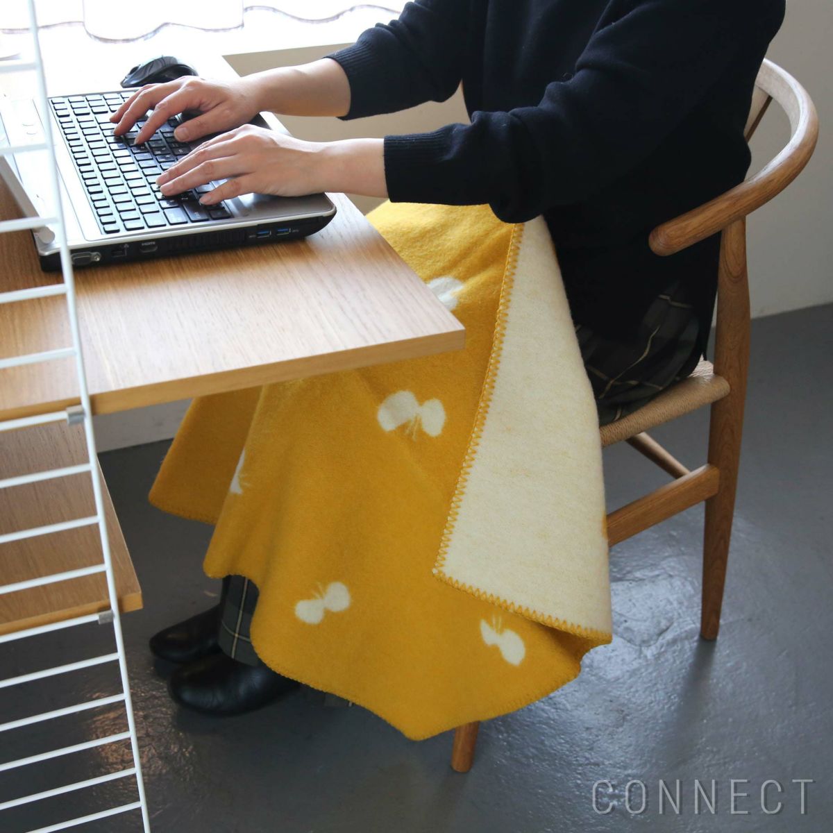 KLIPPAN（クリッパン）×mina perhonen（ミナ ペルホネン）ウールブランケット〈CHOUCHO〉ミニサイズ　65×90cm