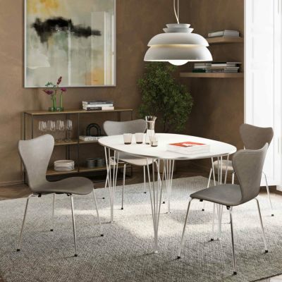 【ダイニングルームCP対象】FRITZ HANSEN（フリッツ・ハンセン） / TABLE SERIES（テーブルシリーズ）B612 / スーパー楕円テーブル / ホワイト / クローム脚