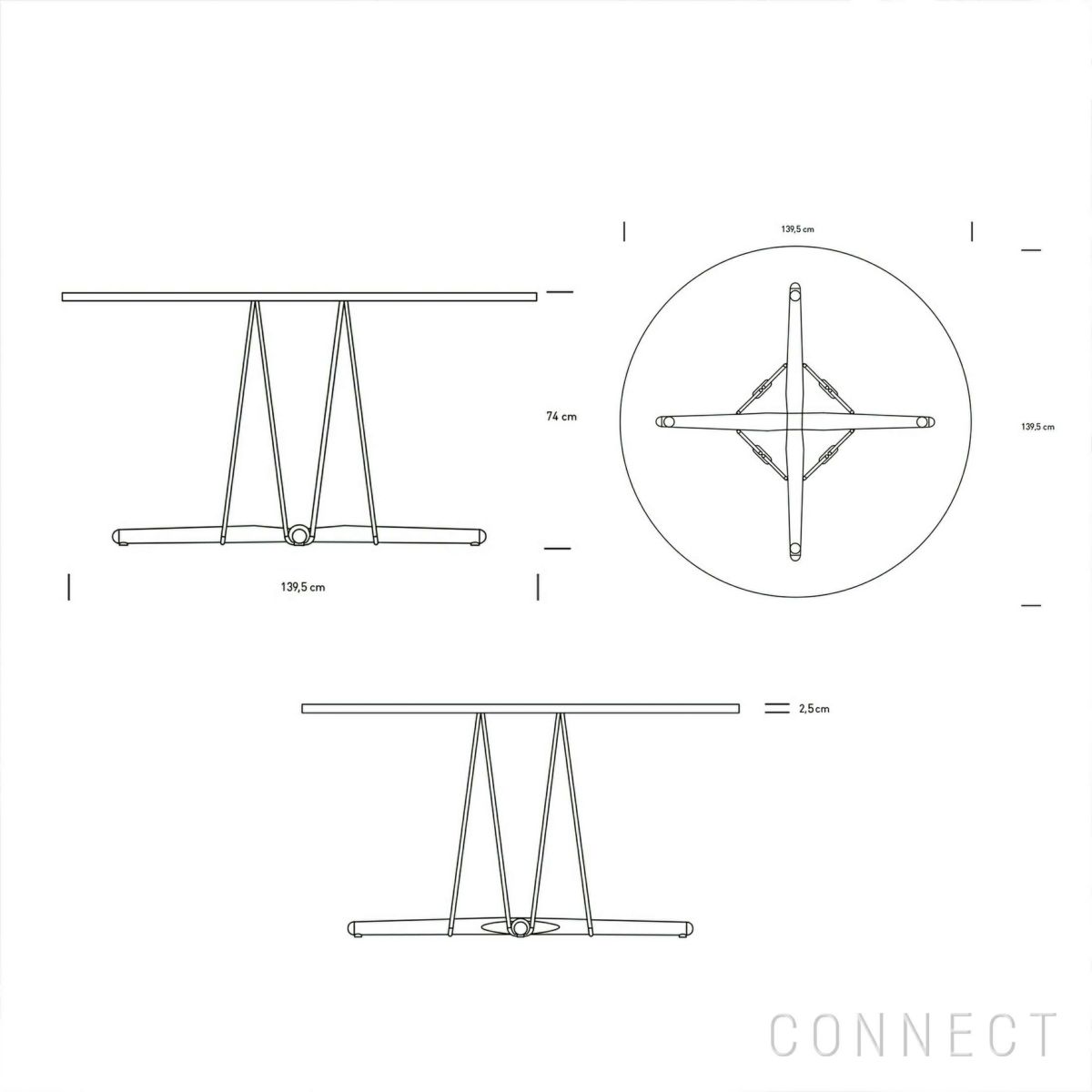 CARL HANSEN & SON （カール・ハンセン＆サン） E020 / EMBRACE TABLE / オーク材・ブラック塗装・ブラックラミネート・ブラック脚 / φ139.5cm / ダイニングテーブル