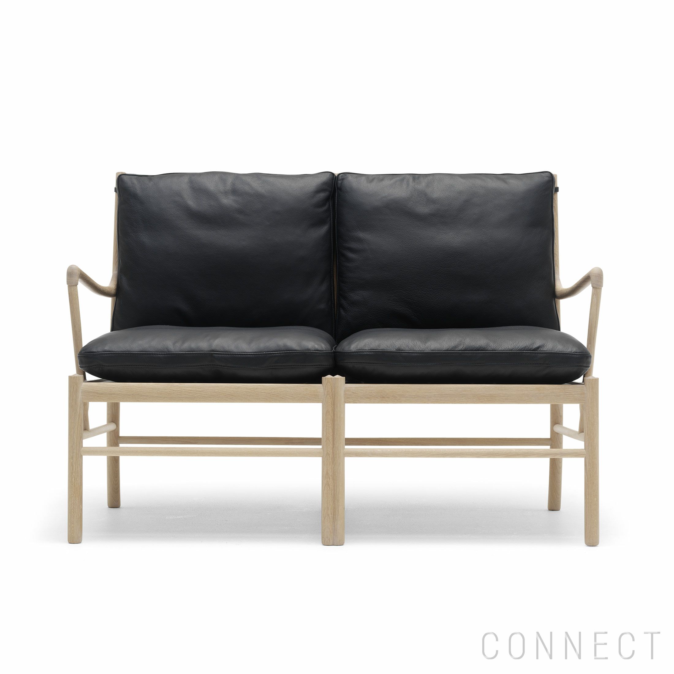 CARL HANSEN & SON（カール・ハンセン＆サン） / OW149-2 COLONIAL SOFA（コロニアルソファ） / オーク材・ホワイトオイル仕上げ・ブラックレザー（Sif 98） / 2人掛け