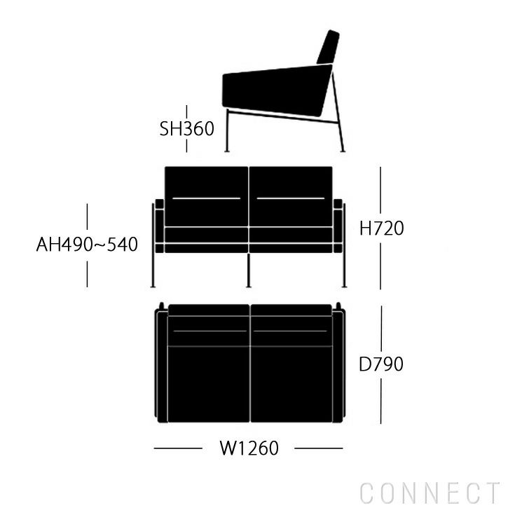 FRITZ HANSEN(フリッツ・ハンセン) / SERIES 3300（3300シリーズ） / グレースレザー（旧エレガンスレザー）ブラック / W1260