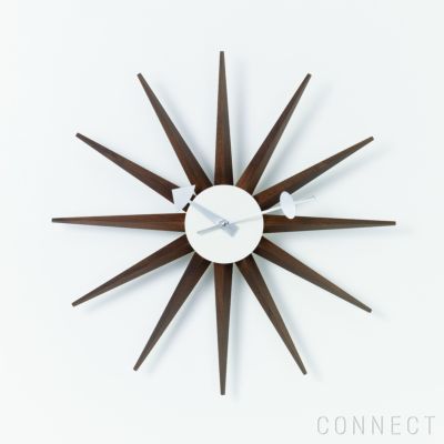 Vitra（ヴィトラ） Wall Clocks（ウォールクロック） Sunburst Clock（サンバースト クロック） Walnut  掛け時計 CONNECT