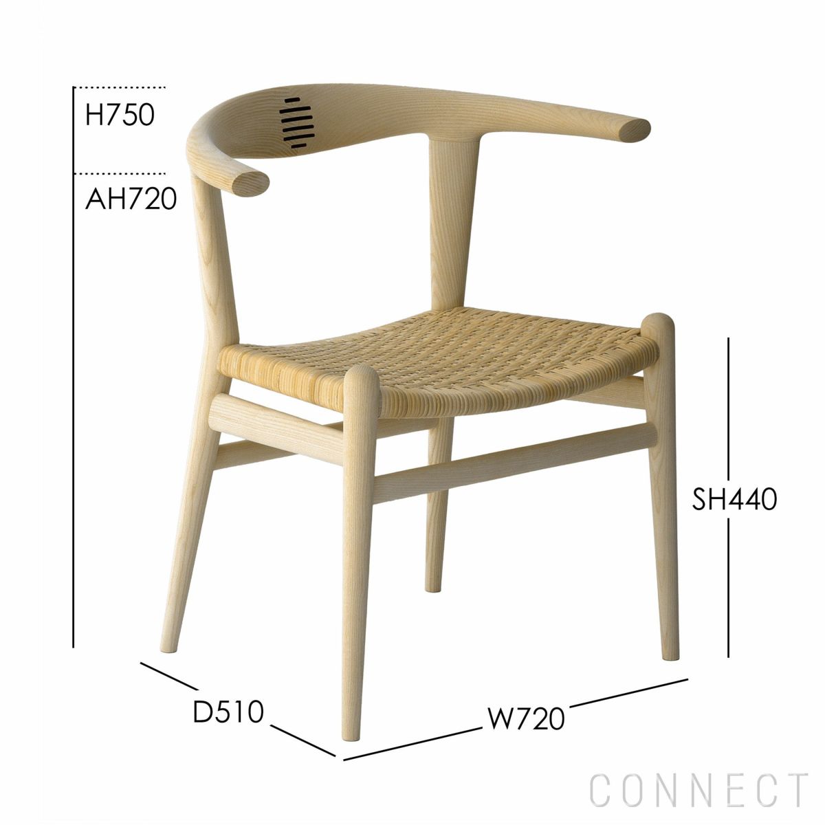 PP Mobler（PPモブラー） / PP518 Bull Chair（ブルチェア） / アッシュ材・ソープ仕上げ / ナチュラルペーパーコード