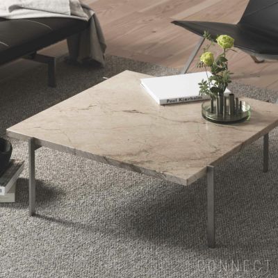 FRITZ HANSEN（フリッツ・ハンセン） / PK61/ 大理石（マットポリッシュ：ベージュ） / サテン仕上げステンレススチール / コーヒーテーブル / 80×80cm《ケースブックプレゼント》