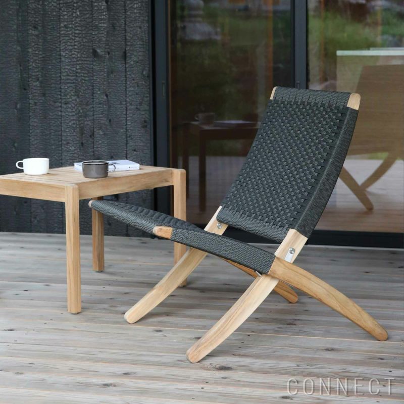 CARL HANSEN & SON （カール・ハンセン＆サン） / MG501 キューバチェア / チーク材・無塗装・フラットロープ チャコール（Charcoal 1402） / 屋外用ラウンジチェア