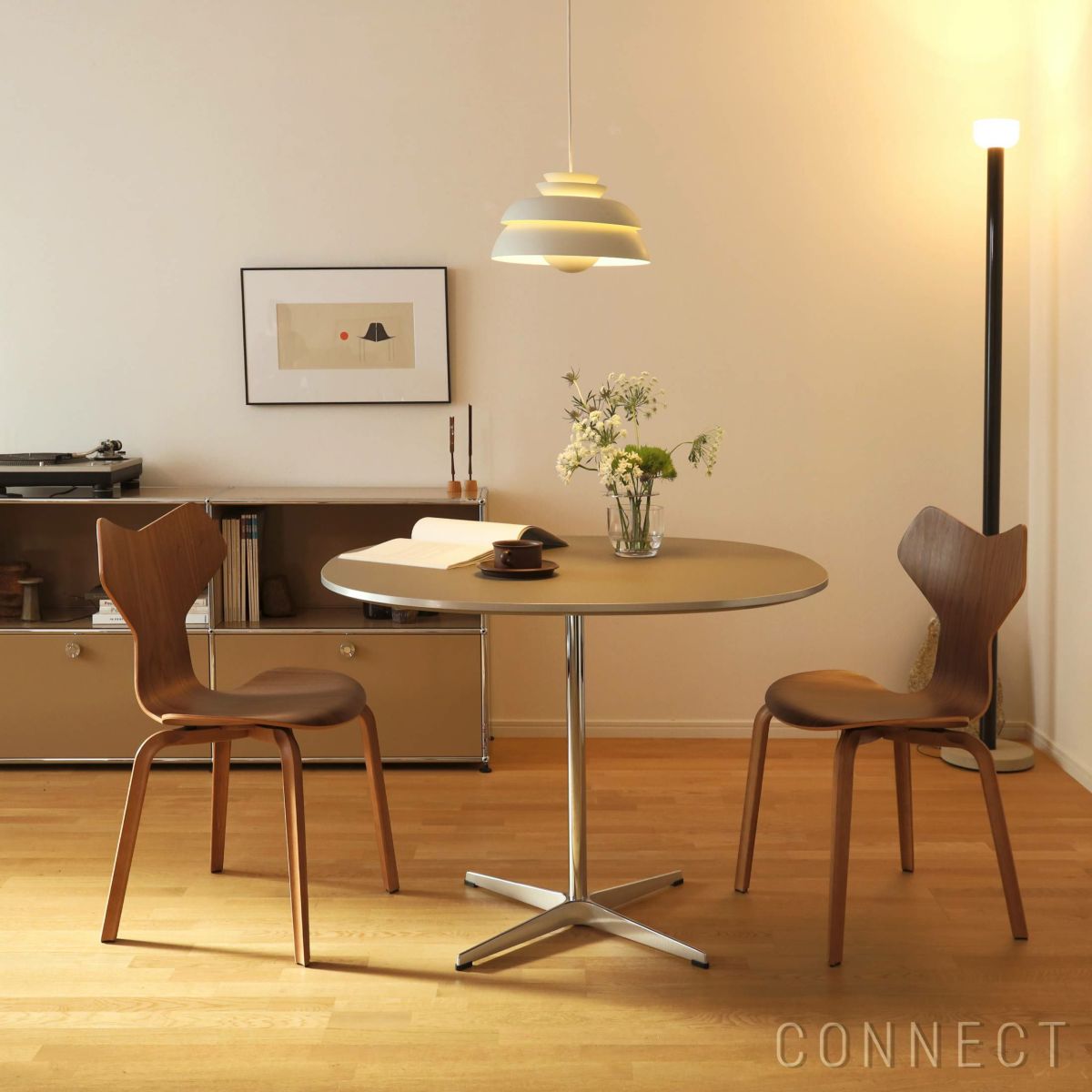 FRITZ HANSEN（フリッツ・ハンセン） / TABLE SERIES（テーブルシリーズ）A603 / スーパー円テーブル / グレー / クローム脚【組立無料】