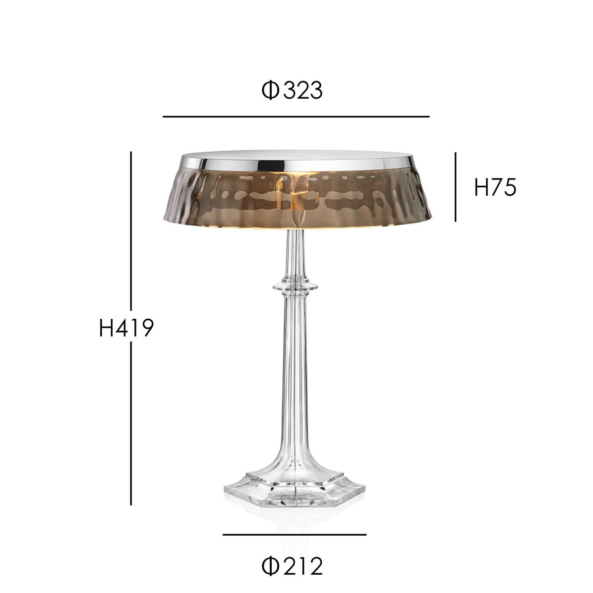 BON JOUR VERSAILLES（ボンジュール　ベルサイユ）/ クローム / スモーキーグレー / テーブルランプ