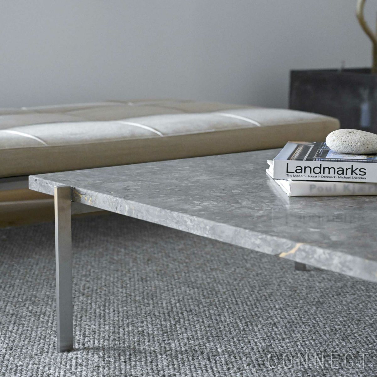 FRITZ HANSEN（フリッツ・ハンセン） / PK61 / 大理石（マットポリッシュ：グレーブラウン） / サテン仕上げステンレススチール / コーヒーテーブル / 80×80cm