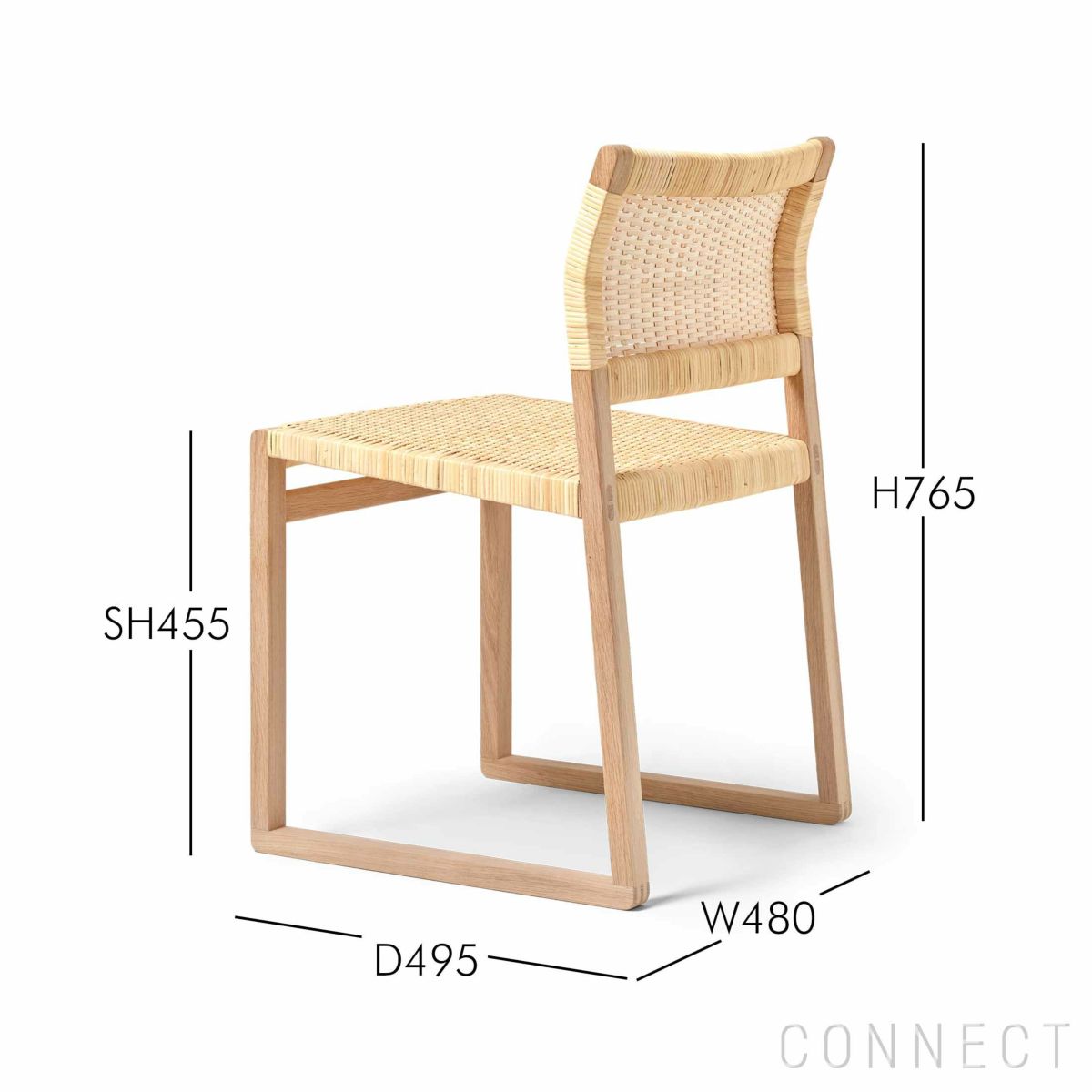 FREDERICIA（フレデリシア） / BM61 Chair / Model 3261 / オーク材・オイル仕上げ / Cane wicker（籐張り）