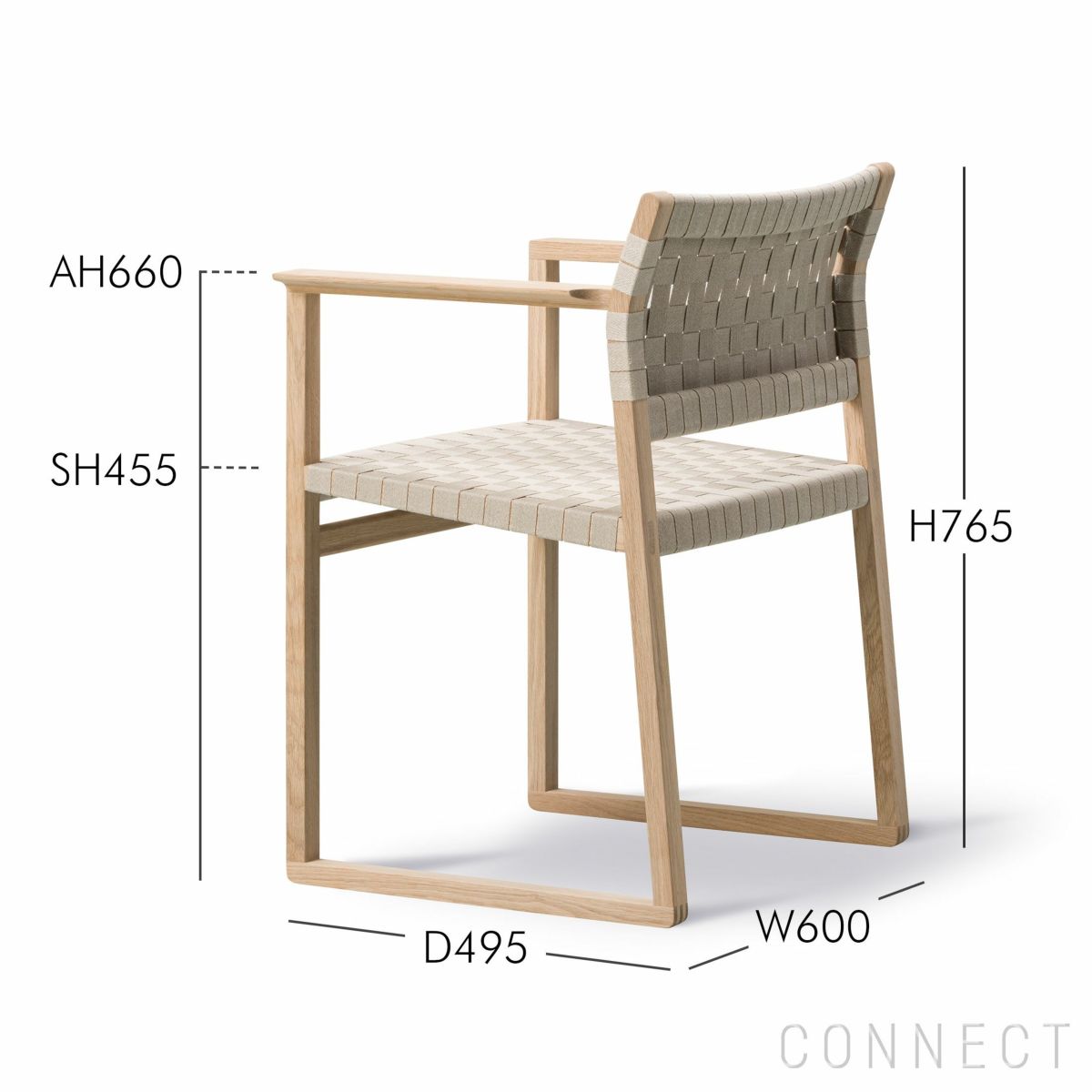 FREDERICIA（フレデリシア） / BM62 Armchair（アームチェア） / Model 3362 / オーク材・オイル仕上げ / リネンウェビング（ナチュラル）
