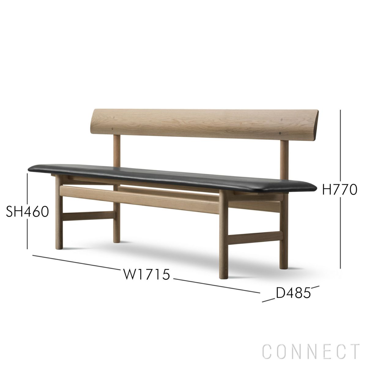 FREDERICIA（フレデリシア） / The Mogensen Bench（モーエンセン ベンチ） / Model 3171 / オーク材・ライトオイル仕上げ / レザー（Omni Black 301） / ベンチ