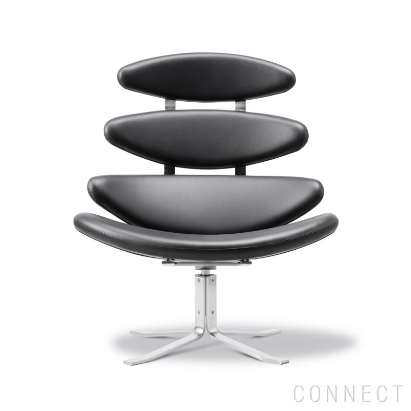 FREDERICIA（フレデリシア） / Corona Chair（コロナチェア） / Model 5000 / クロームベース / レザー（Omni Black 301） / ラウンジチェア