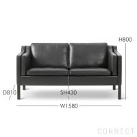 FREDERICIA（フレデリシア） / Mogensen 2212 Sofa（モーエンセンソファ） / Model 2212 / 2シーター / オーク材・ブラックラッカー仕上げ / レザー（Max 98）