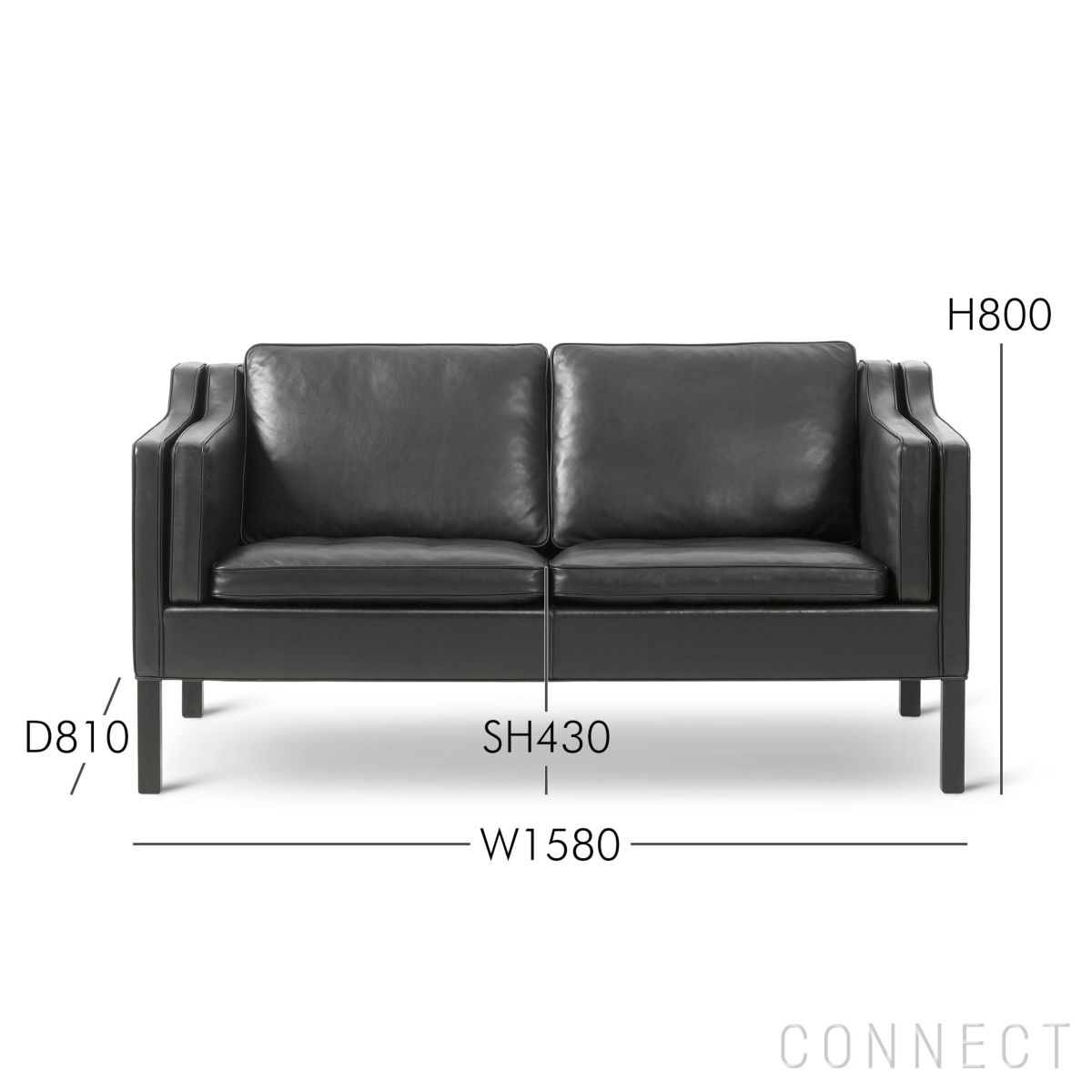 FREDERICIA（フレデリシア） / Mogensen 2212 Sofa（モーエンセンソファ） / Model 2212 / 2シーター / オーク材・ブラックラッカー仕上げ / レザー（Max 98）