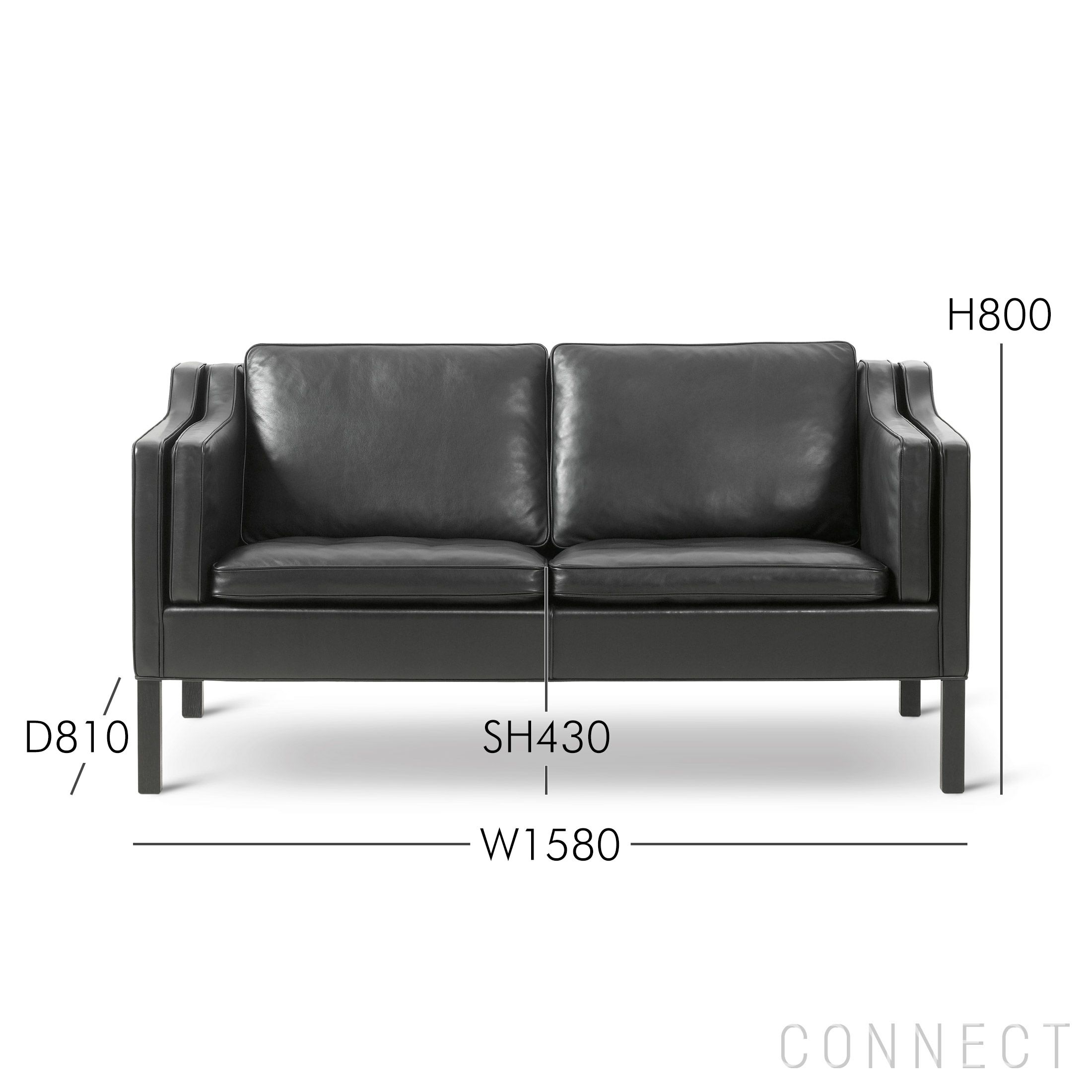 FREDERICIA（フレデリシア） / Mogensen 2212 Sofa（モーエンセンソファ） / Model 2212 / 2シーター / オーク材・ブラックラッカー仕上げ / レザー（Max 98）