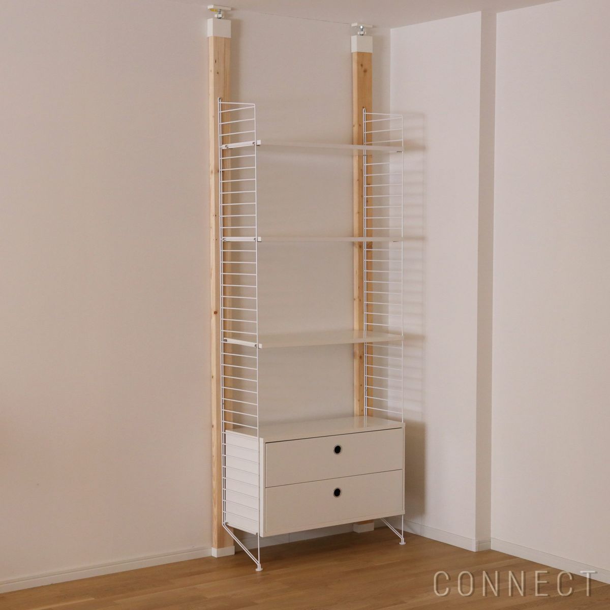String（ストリング） / ストリング システム / チェスト＋フロアパネル / H200×W80×D30 / ホワイト / 壁面収納