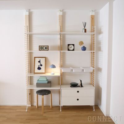 《決算キャンペーン pt10倍》String Furniture（ストリング ファニチャー） / String System（ストリング システム） / チェスト＋フロアパネル / W160×D30×H200cm / ホワイト / 石膏ボードアンカー付き / 壁面収