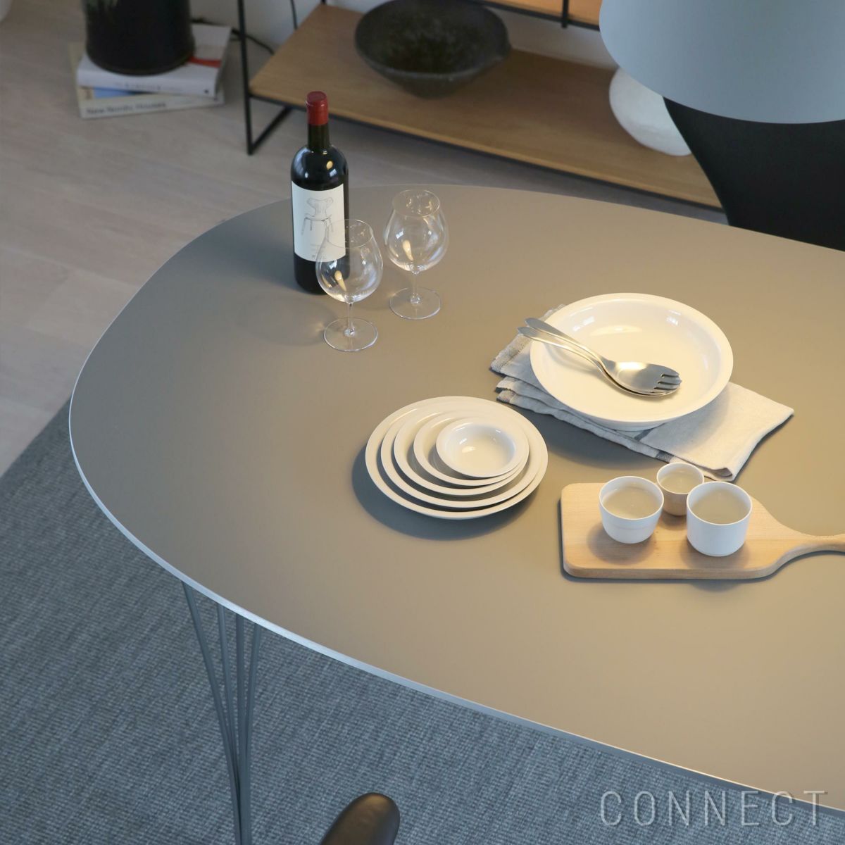 FRITZ HANSEN（フリッツ・ハンセン） / TABLE SERIES（テーブルシリーズ）B616 / スーパー楕円テーブル / グレー / クローム脚