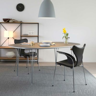 【ダイニングルームCP対象】FRITZ HANSEN（フリッツ・ハンセン） / TABLE SERIES（テーブルシリーズ）B616 / スーパー楕円テーブル / グレー / クローム脚