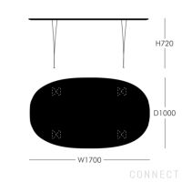 FRITZ HANSEN（フリッツ・ハンセン） / TABLE SERIES（テーブルシリーズ）B616 / スーパー楕円テーブル / グレー / クローム脚