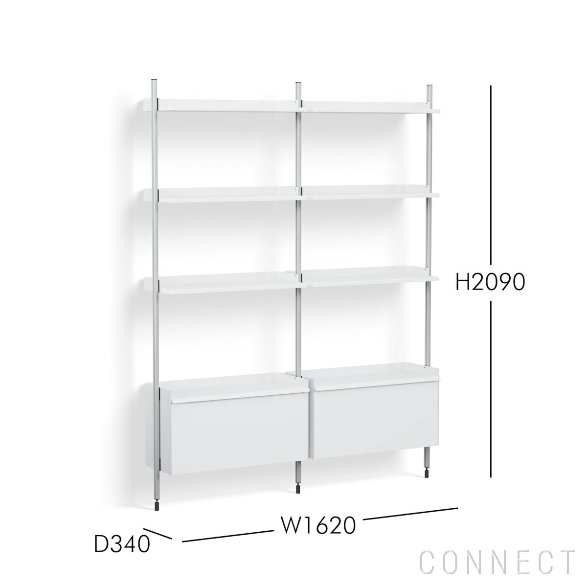 HAY（ヘイ） / PIER SYSTEM 132 2 COLUMNS（ピアシステム） / シェルフ＋キャビネット / W162×D34×H209 / 壁面収納