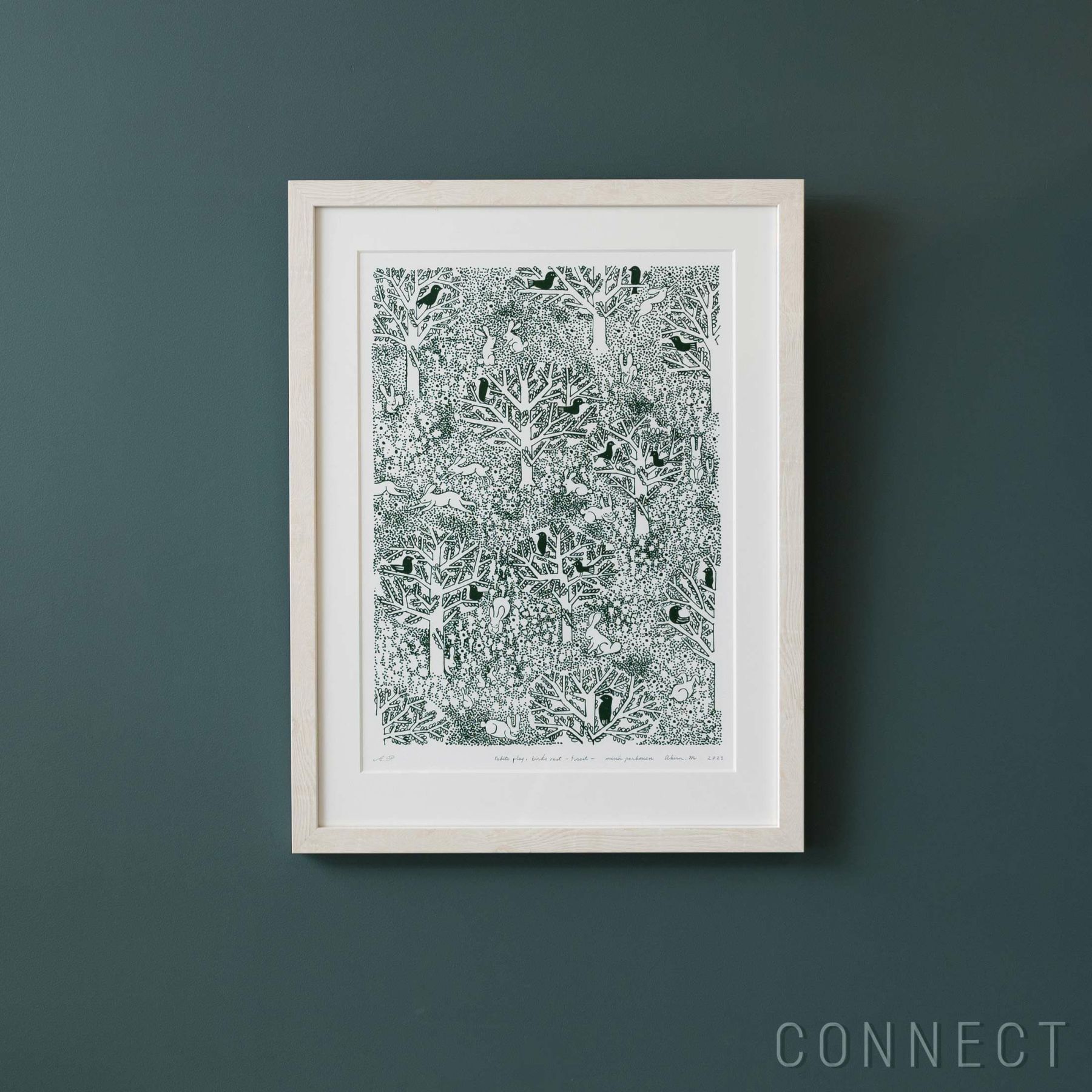【数量限定】KLIPPAN(クリッパン)×mina perhonen(ミナ ペルホネン) / AKIRA MINAGAWA Art Collection Poster “rabbits play, birds rest -forest-” / A3サイズ / アートポスター