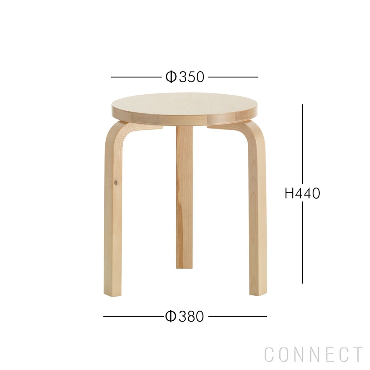 Artek（アルテック） / STOOL 60 Wild Birch（ワイルドバーチ） / バーチ材 / ナチュラルラッカー