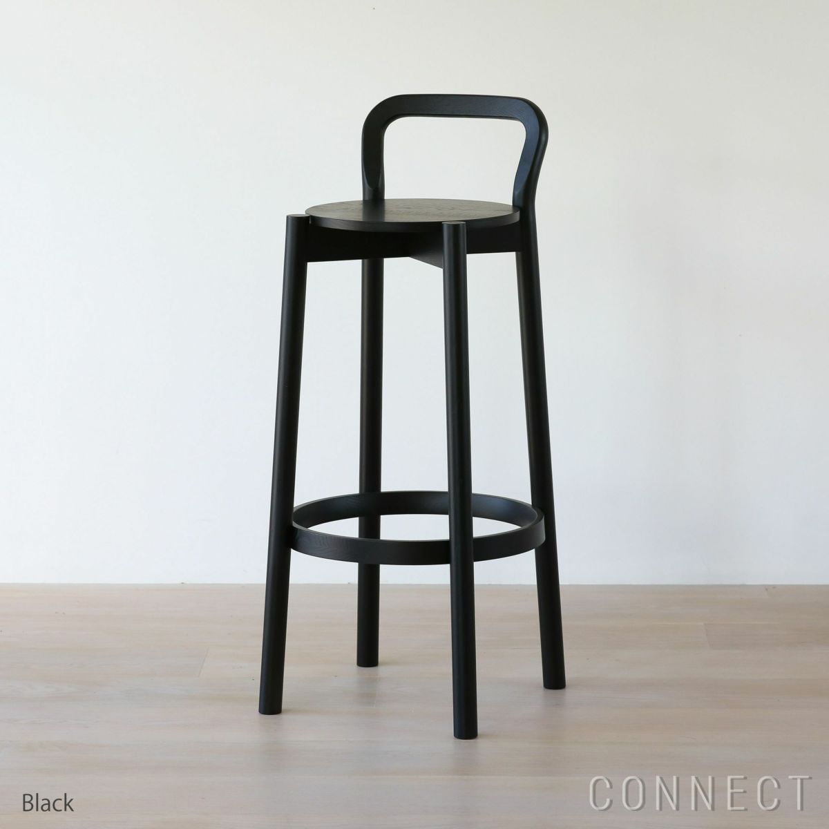 【アウトレット】Karimoku New Standard（カリモクニュースタンダード） / CASTOR BARSTOOL High with backrest（キャストールバースツール ハイ ウィズ バックレスト） / ブラック
