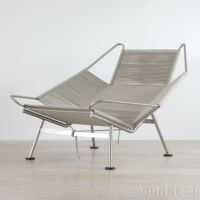 PP Mobler（PPモブラー） / PP225 FLAG HALYARD CHAIR（フラッグハリヤードチェア） / フラッグハリヤード（ナチュラル） / エレガンスレザー（ウォルナット）・ステンレススチール / ラウンジチェア