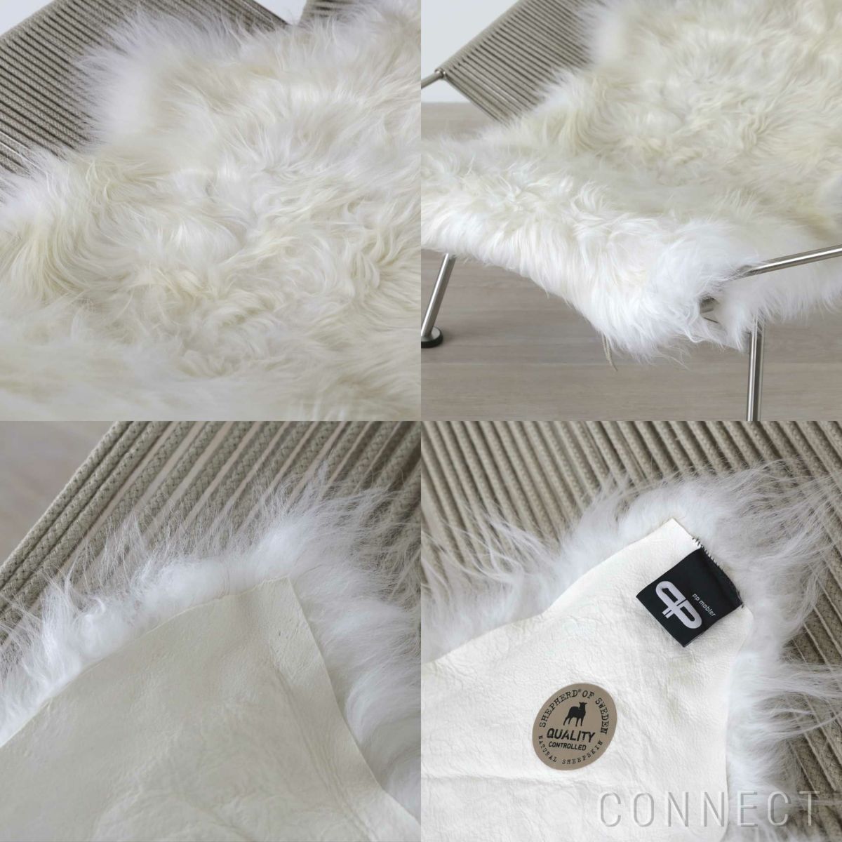 PP Mobler（PPモブラー） / PP225 FLAG HALYARD CHAIR（フラッグハリヤードチェア） / フラッグハリヤード（ナチュラル） / エレガンスレザー（ウォルナット）・ステンレススチール / ラウンジチェア