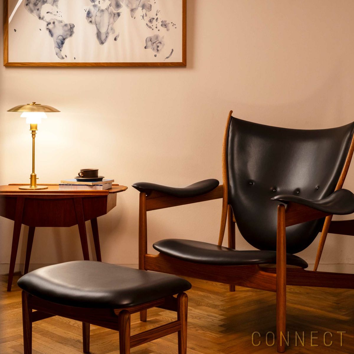 HOUSE OF FINN JUHL（ハウス・オブ・フィンユール） / CHIEFTAIN FOOTSTOOL（チーフテンフットスツール） / チーク材・オイル仕上げ・エレガンスレザー（mocca）