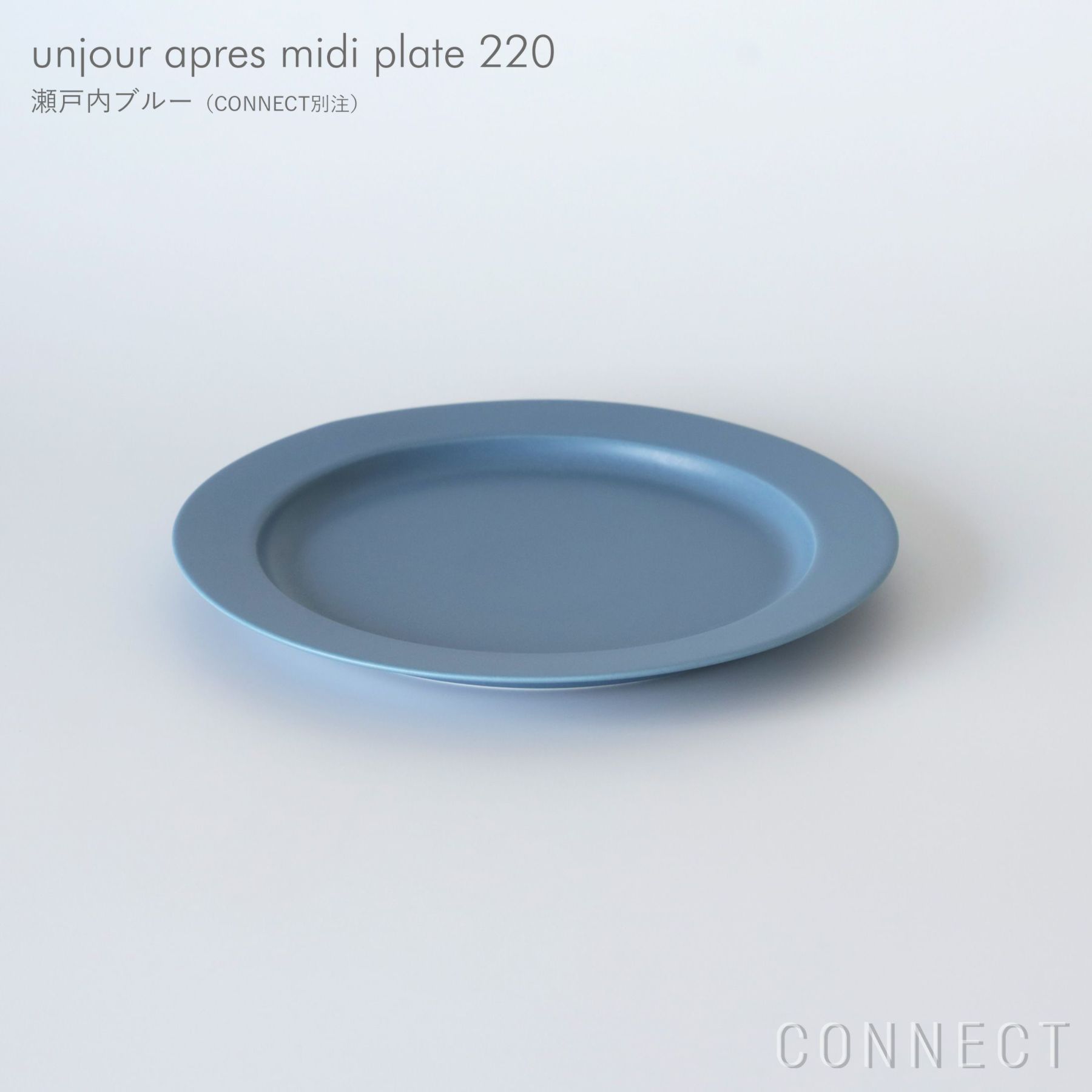 CONNECT別注カラー】yumiko iihoshi porcelain（イイホシユミコ） / unjour（アンジュール）apres midi  plate 220 / 瀬戸内ブルー φ22cm《山口一郎デザインハンカチ付き》 | CONNECT