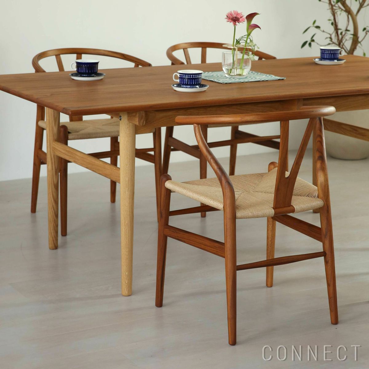 【チーク材キャンペーン・pt10倍】CARL HANSEN & SON （カール・ハンセン＆サン） / ダイニングテーブルセット1 / CH327（チーク材）W190＋Yチェア（チーク材）4脚セット
