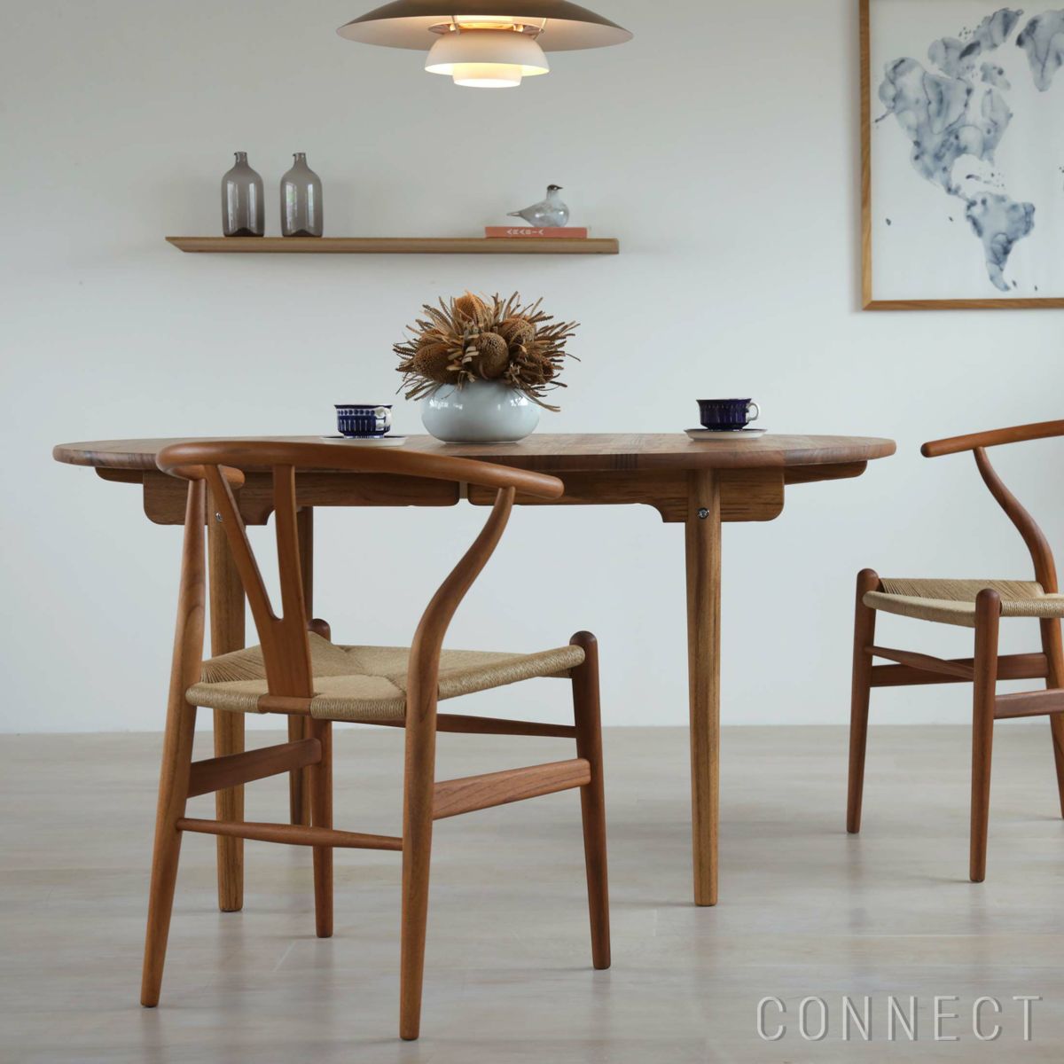 【チーク材キャンペーン・pt10倍】CARL HANSEN & SON （カール・ハンセン＆サン） / ダイニングテーブルセット3 / CH337（チーク材）W140＋Yチェア（チーク材）4脚セット