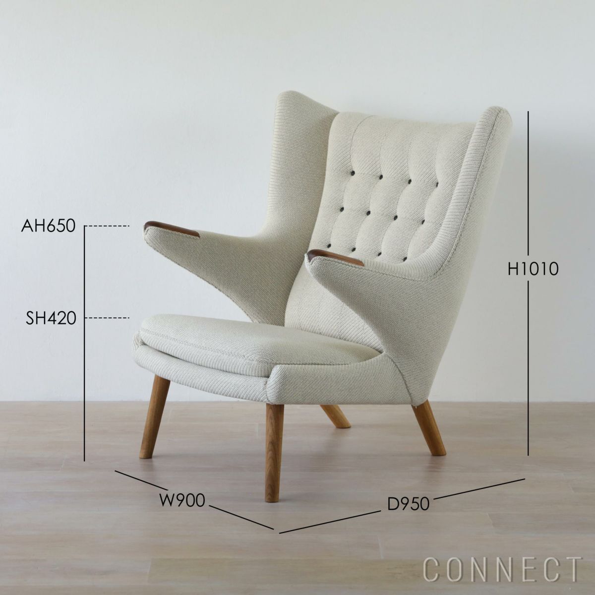 PP Mobler（PPモブラー） / PP19（パパベア） イージーチェア / オーク材・オイル仕上げ / ネイルチーク / coda 103（コーダ） / Buttons：Elegance black / ラウンジチェア