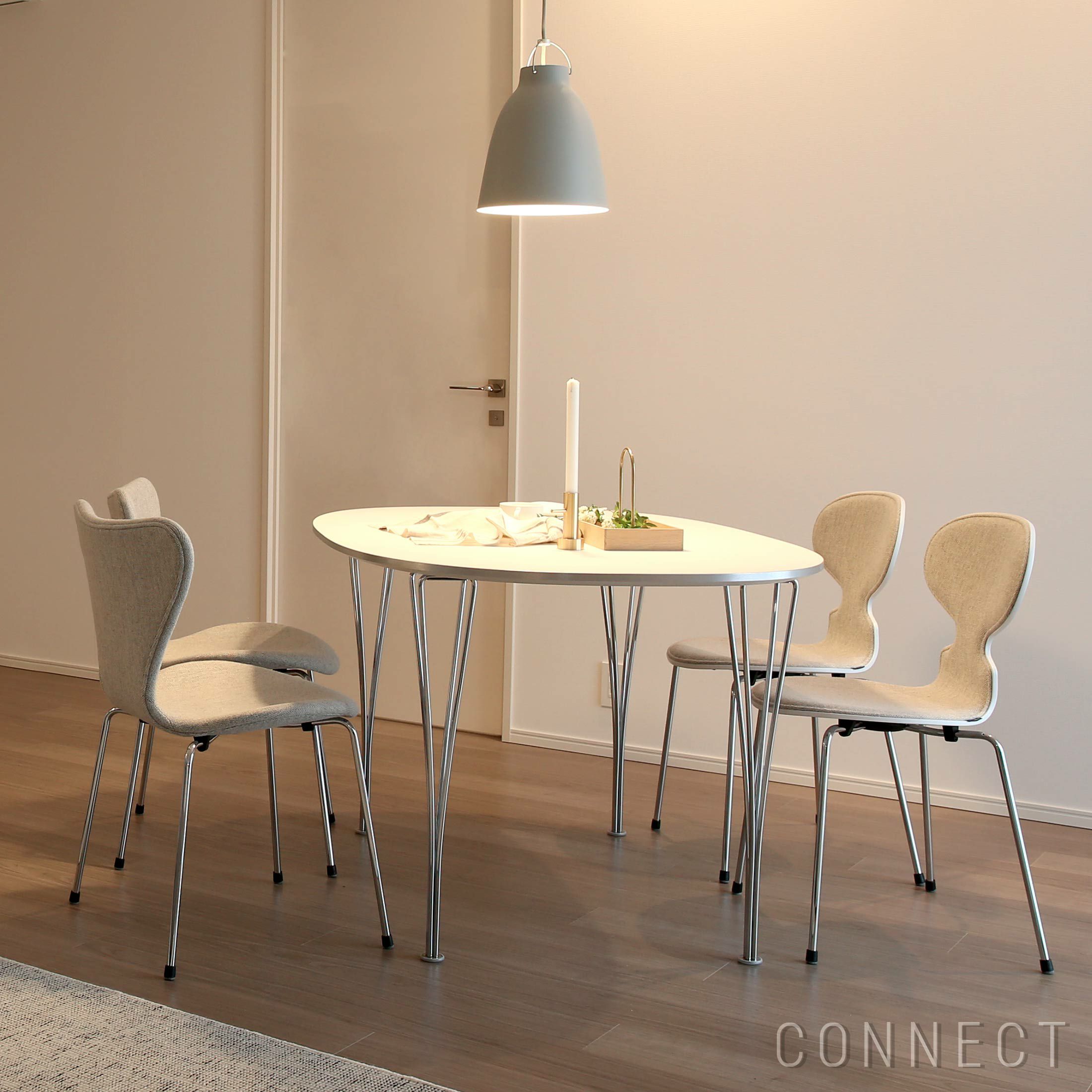 FRITZ HANSEN（フリッツ・ハンセン） / TABLE SERIES（テーブルシリーズ）B611 / スーパー楕円テーブル / ホワイト / クローム脚