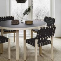 Artek（アルテック） / TABLE 91 / バーチ材 / 天板・ブラックリノリウム / ラウンドテーブル / φ125cm