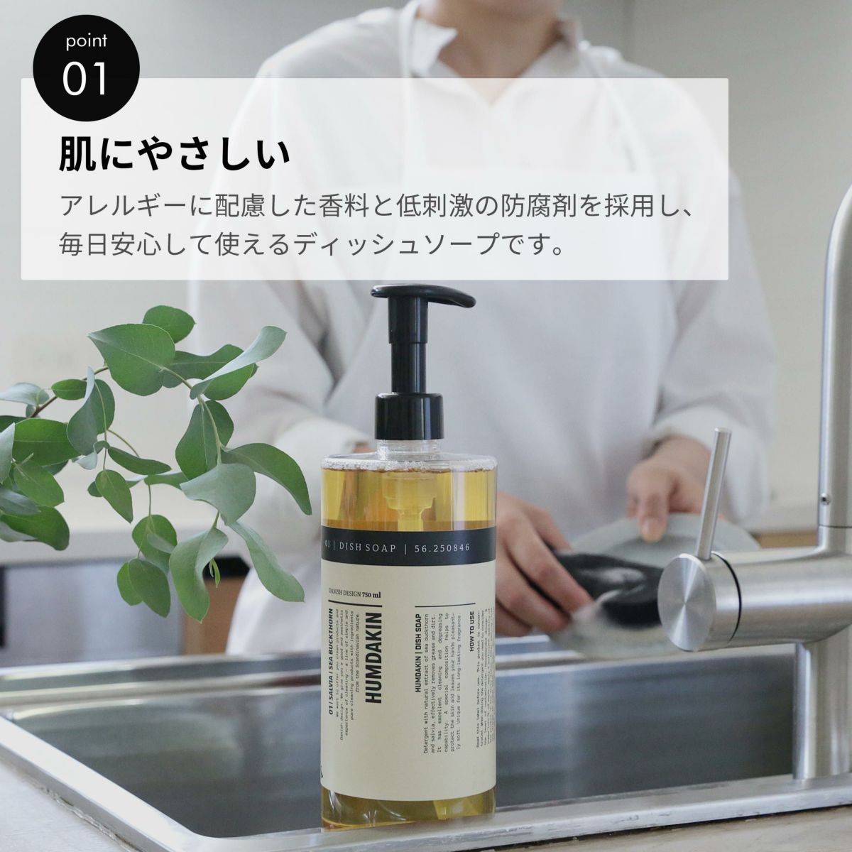 HUMDAKIN（ハムダキン） / 004 DISH SOAP（ディッシュソープ）01 Salvia & Sea Buckthorn（サルビア&シーバックソーン）750ml / 食器用洗剤