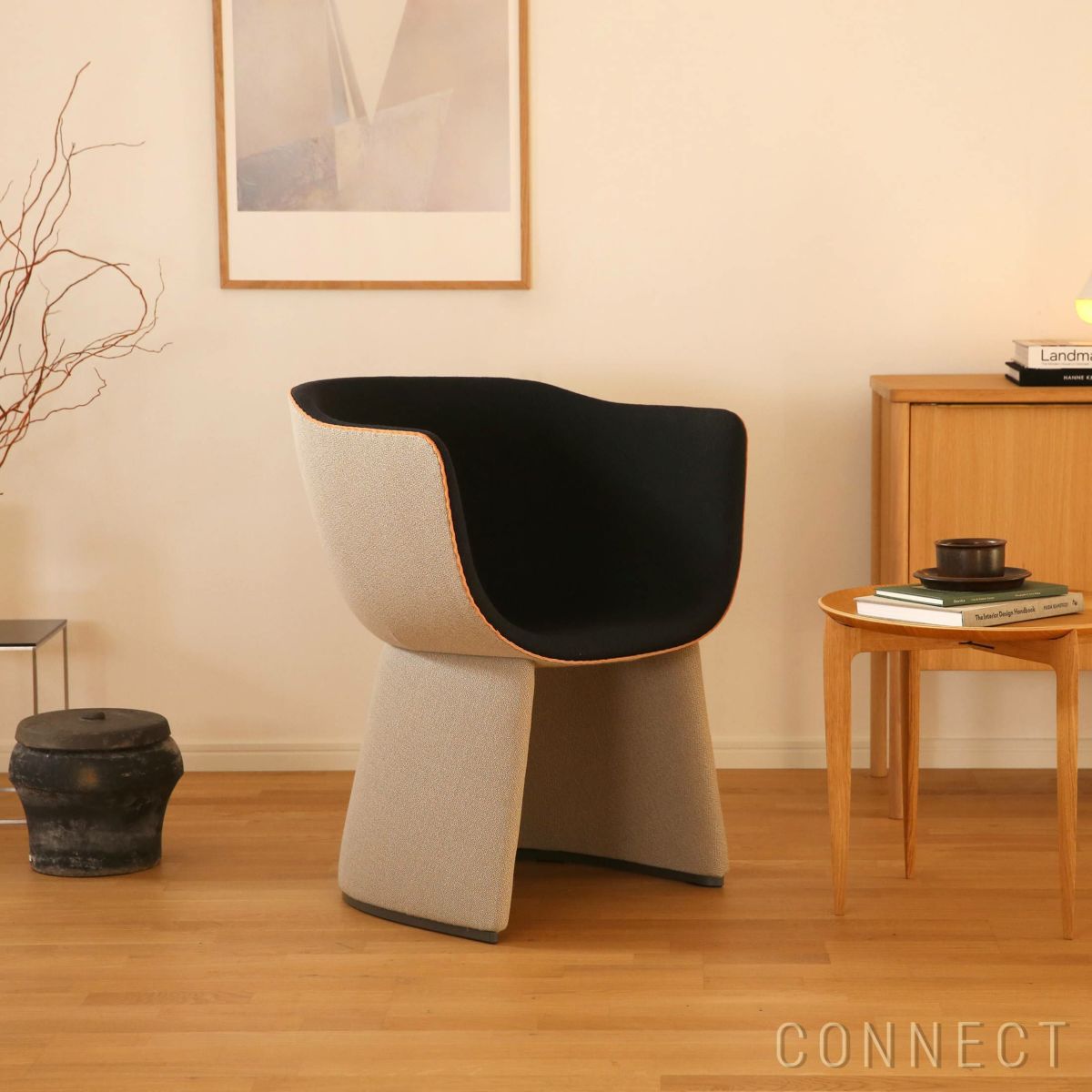 FRITZ HANSEN（フリッツ・ハンセン） / MONOLIT（モノリット） / Vidar（ヴィダー）0222 ベージュ×0182 アンスラサイト / レザーパイピングあり / ラウンジチェア