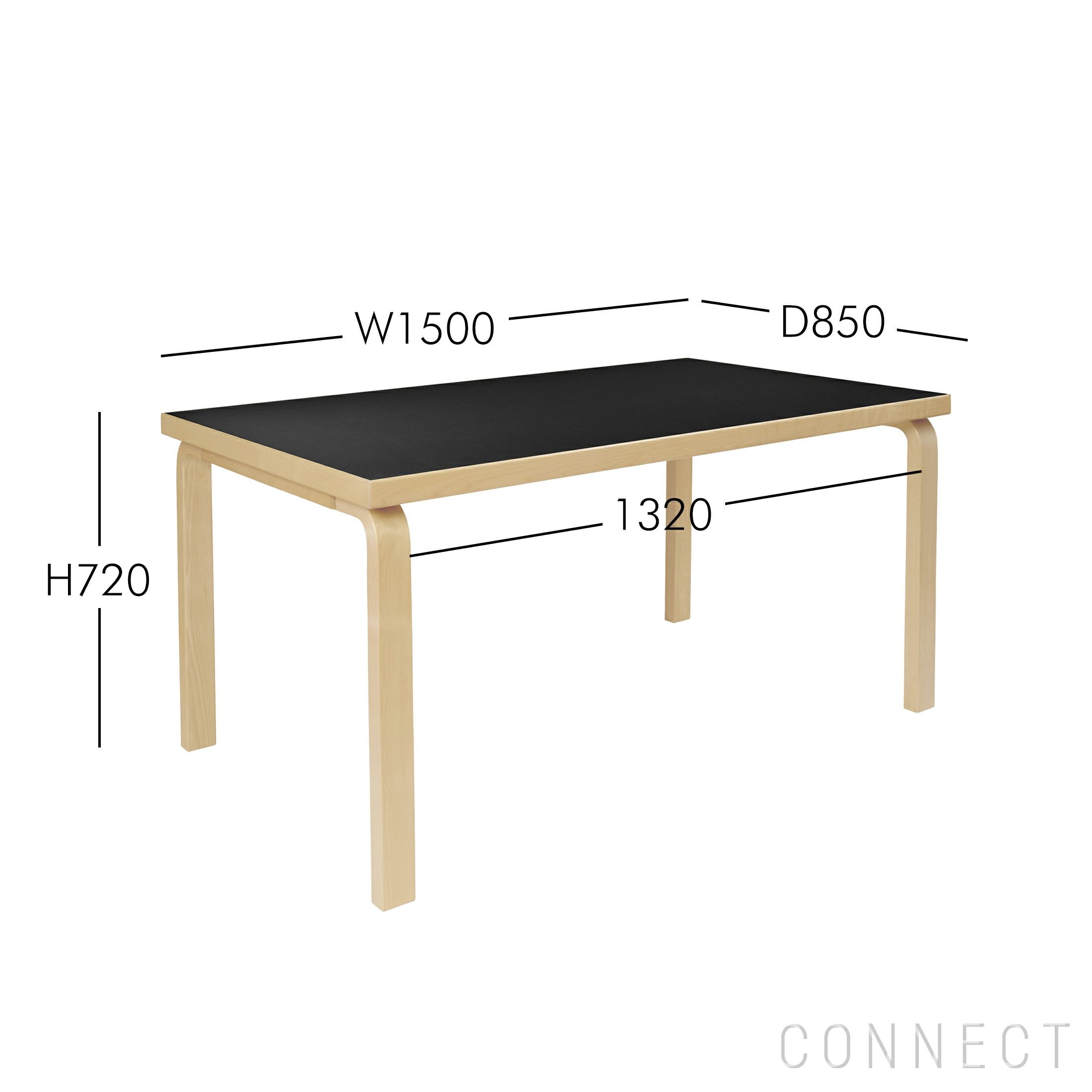 Artek（アルテック） / TABLE 82A / バーチ材 / 天板・ブラックリノリウム / 150×85cm / テーブル