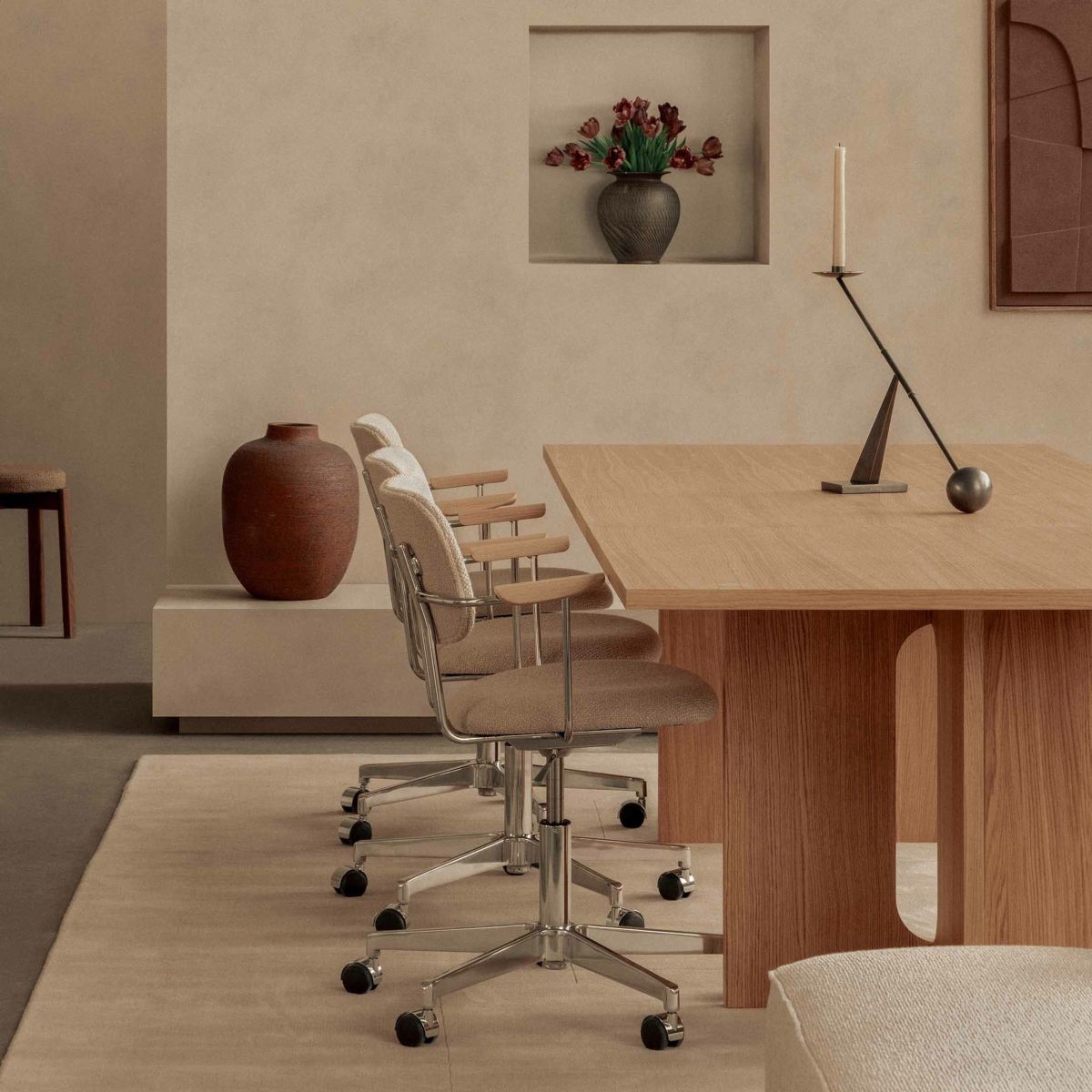 Audo Copenhagen（オドー・コペンハーゲン） / CO TASK CHAIR（コ タスク チェア）/ アームチェア / Natural Oak / Audo Bouclé（オドーブークレ）02 /キャスター付き回転ベース