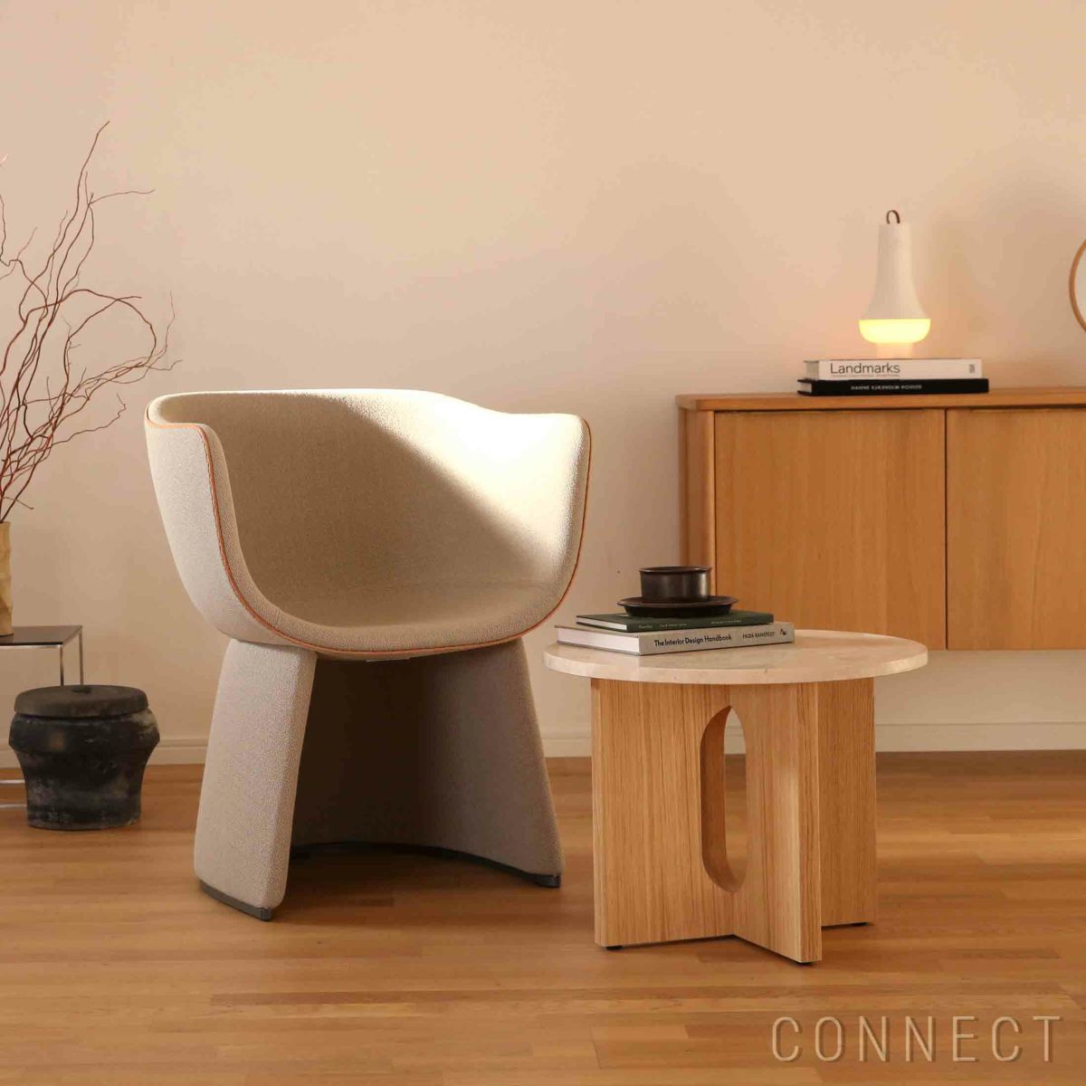 Audo Copenhagen（オドー・コペンハーゲン） / ANDROGYNE SIDE TABLE（アンドロジュネ サイドテーブル）Φ50 / Sand Kunis Breccia / ナチュラルオークベース