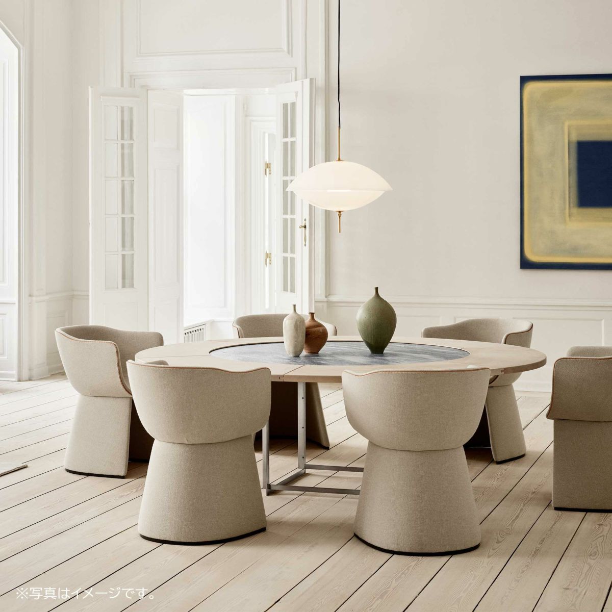 FRITZ HANSEN（フリッツ・ハンセン） / MONOLIT（モノリット） / CM220 / Vidar（ヴィダー）0363 チェスナット×0222 ベージュ / レザーパイピングなしモデル / ダイニングチェア