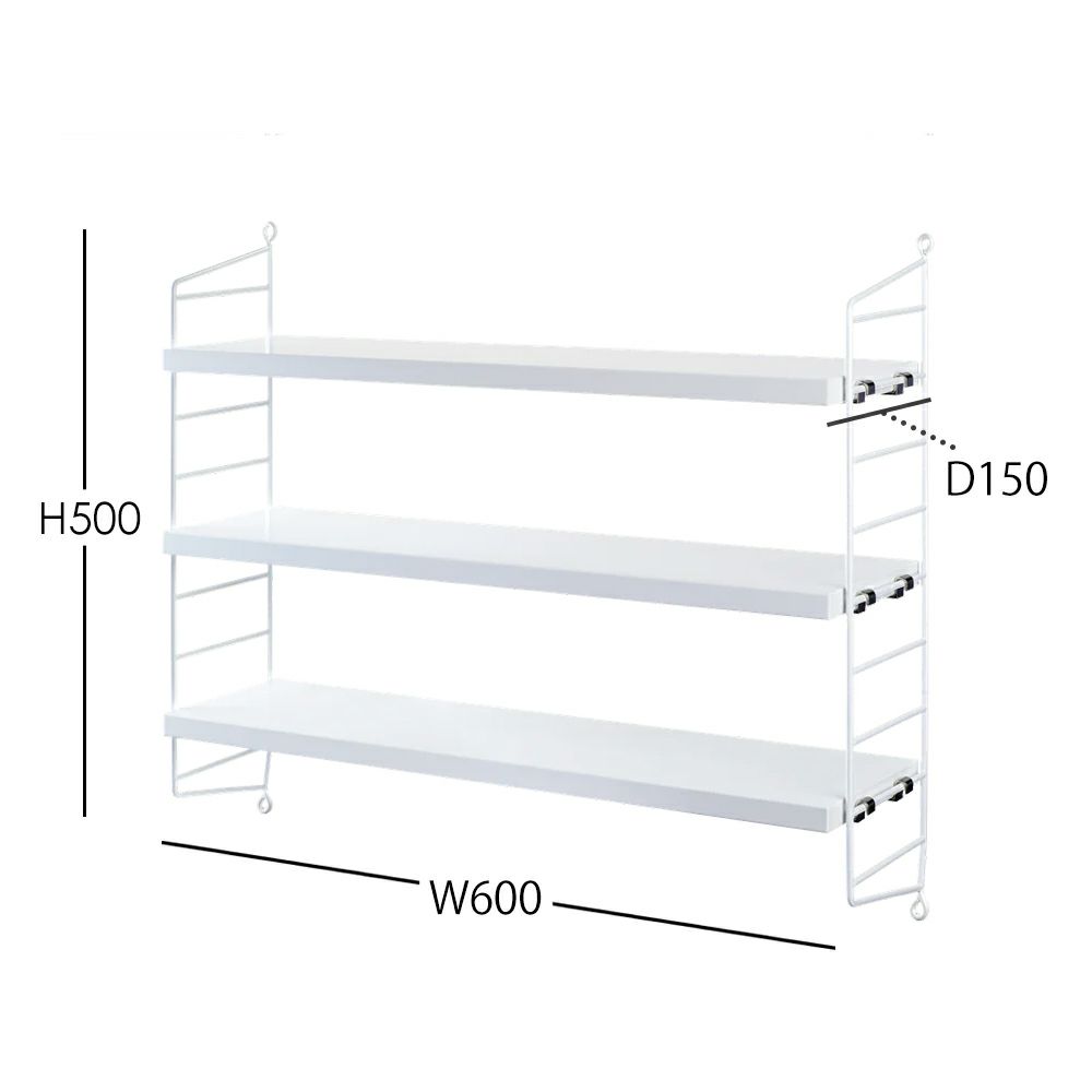 String Furniture（ストリング ファニチャー） / String Pocket（ストリング ポケット） / ホワイト×ホワイト / 石膏ボードアンカー付き / 壁面収納