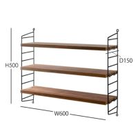 String Furniture（ストリング ファニチャー） / String Pocket（ストリング ポケット） / ウォルナット×ブラック / 石膏ボードアンカー付き / 壁面収納